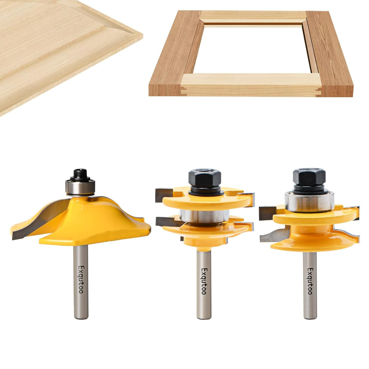 3PCS 1/4" Shank Router Bit Set, Raised Panel Cabinet Door Making Router Bits, Ce gallery