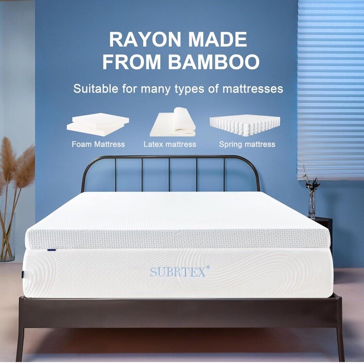 Subrtex King Size 3" Mattress Topper Cover, Removable, With Zippers (Cover Only) gallery