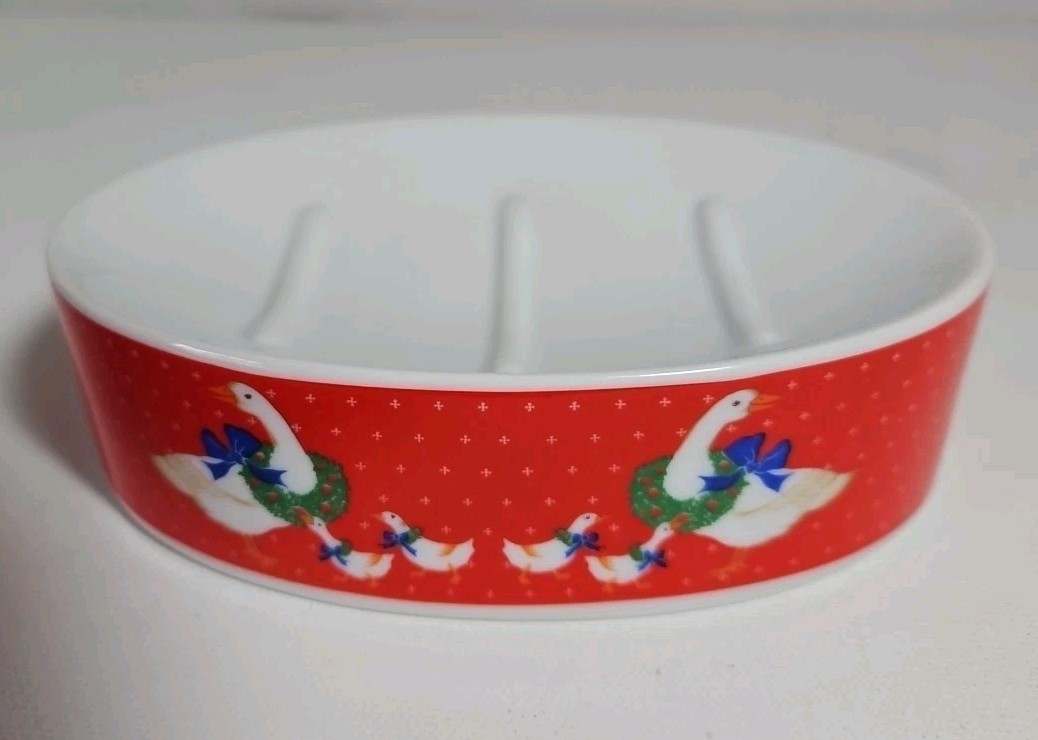 Christmas Country Goose Red Kitchen Bathroom Soap Dish gallery