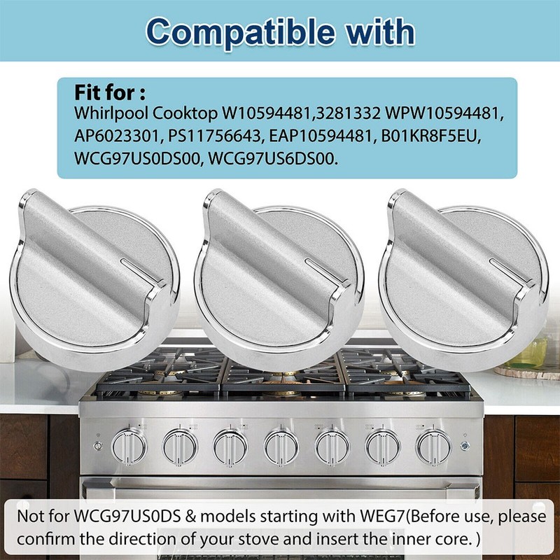 5Pack Upgraded Range Stove Knobs For Whirlpool W10594481, WPW10594481, AP6023301 gallery