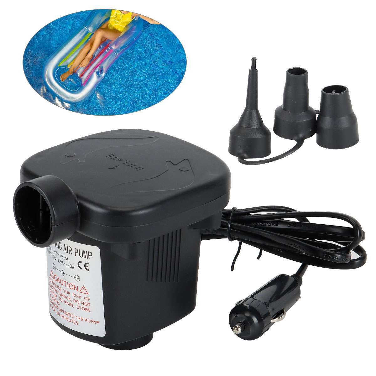 Electric Inflator Deflator Air Pump For Toy Boat Air Bed Mattress Pool 70w gallery