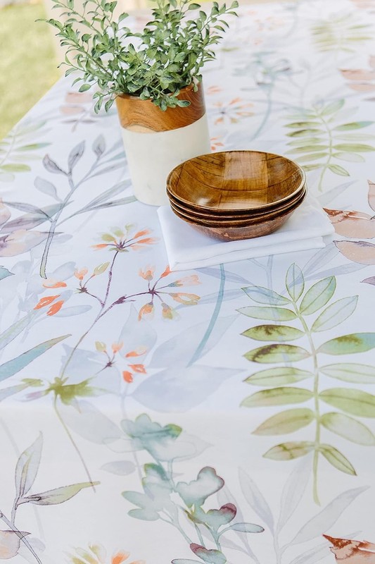 Spillproof Spring/Summer Durable Heavyweight Fabric Indoor Outdoor Tablecloth, gallery