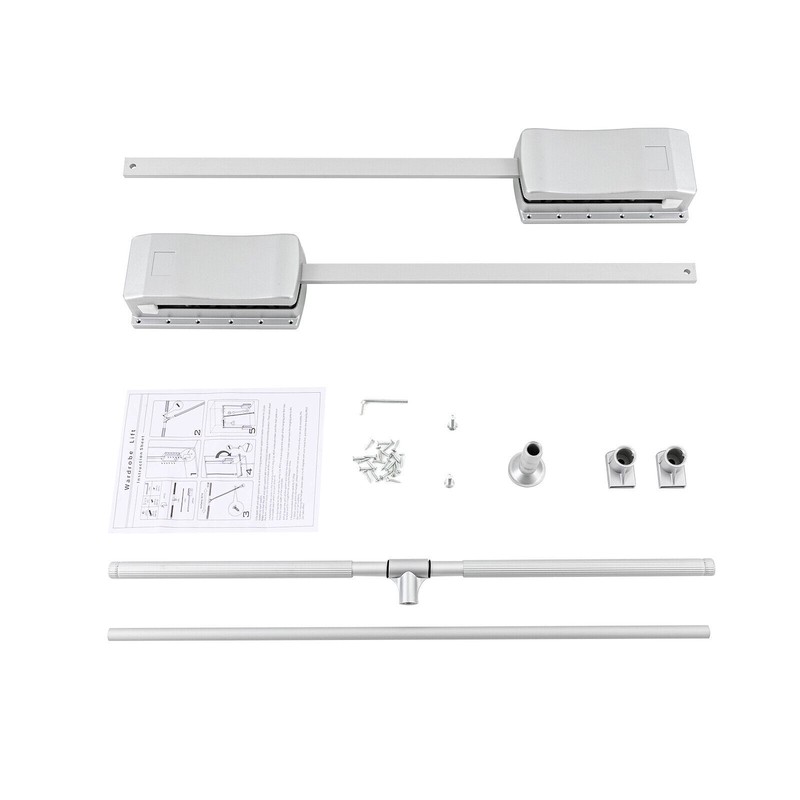 Pull Down Adjustable Side Mounted Closet Rod Clothes Hanging Rod 10 Kg/ 22lbs gallery