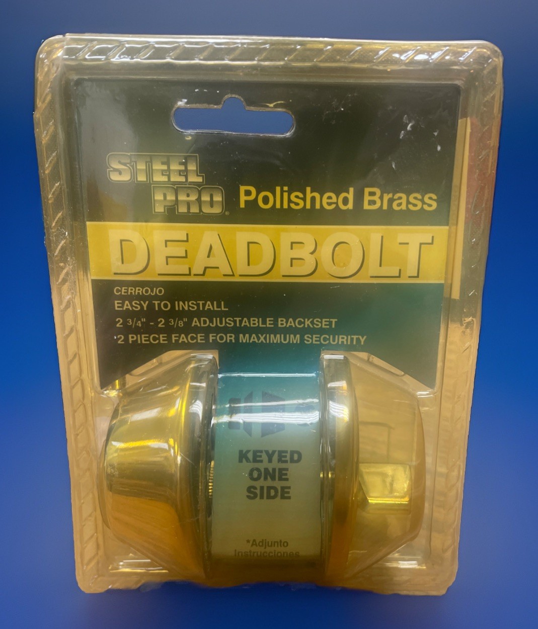 Steel Pro Deadbolt Polished Brass Keyed One Side 2-3/4-2-3/8 Adjustable Backset gallery