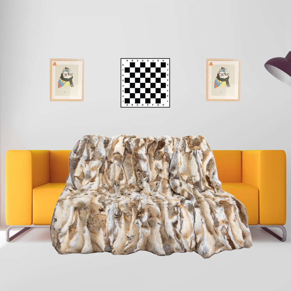 Luxury Soft Real Rabbit Fur Throw Warm Large Sofa Bedspread Blanket 55x63'' gallery