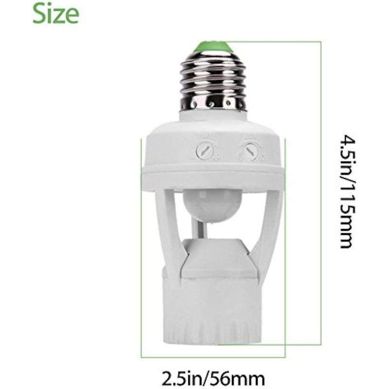 Screw-In Motion Activated Sensor Light Bulb Control Socket Adapter Dusk to Dawn gallery