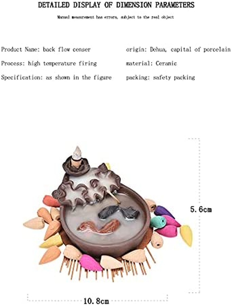 Ceramic Incense Burner Backflow Smoke Waterfall Censer Decor Gift 10X Cones New gallery