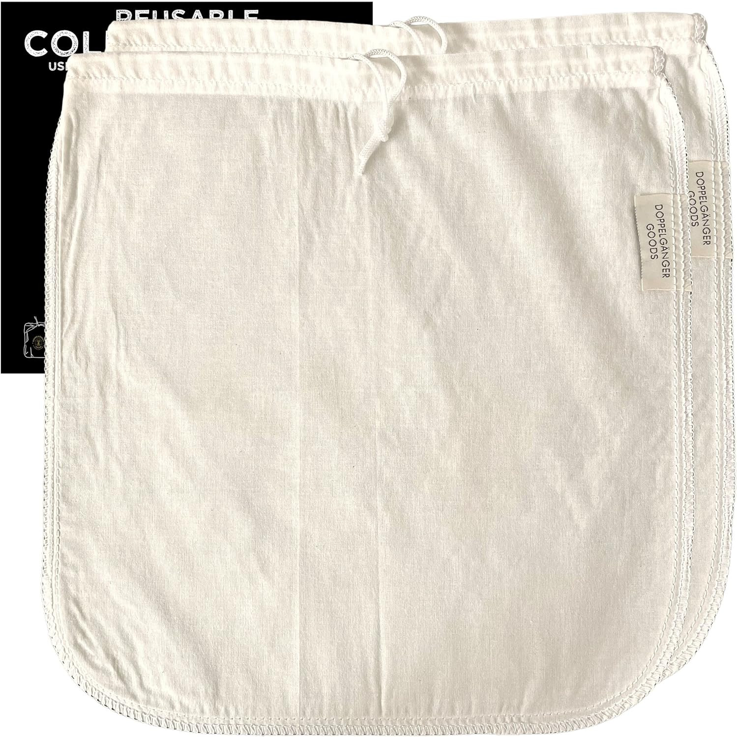 (2-Pack, Large 12In X 12In) Organic Cotton Cold Brew Coffee Bag - Designed in Ca gallery