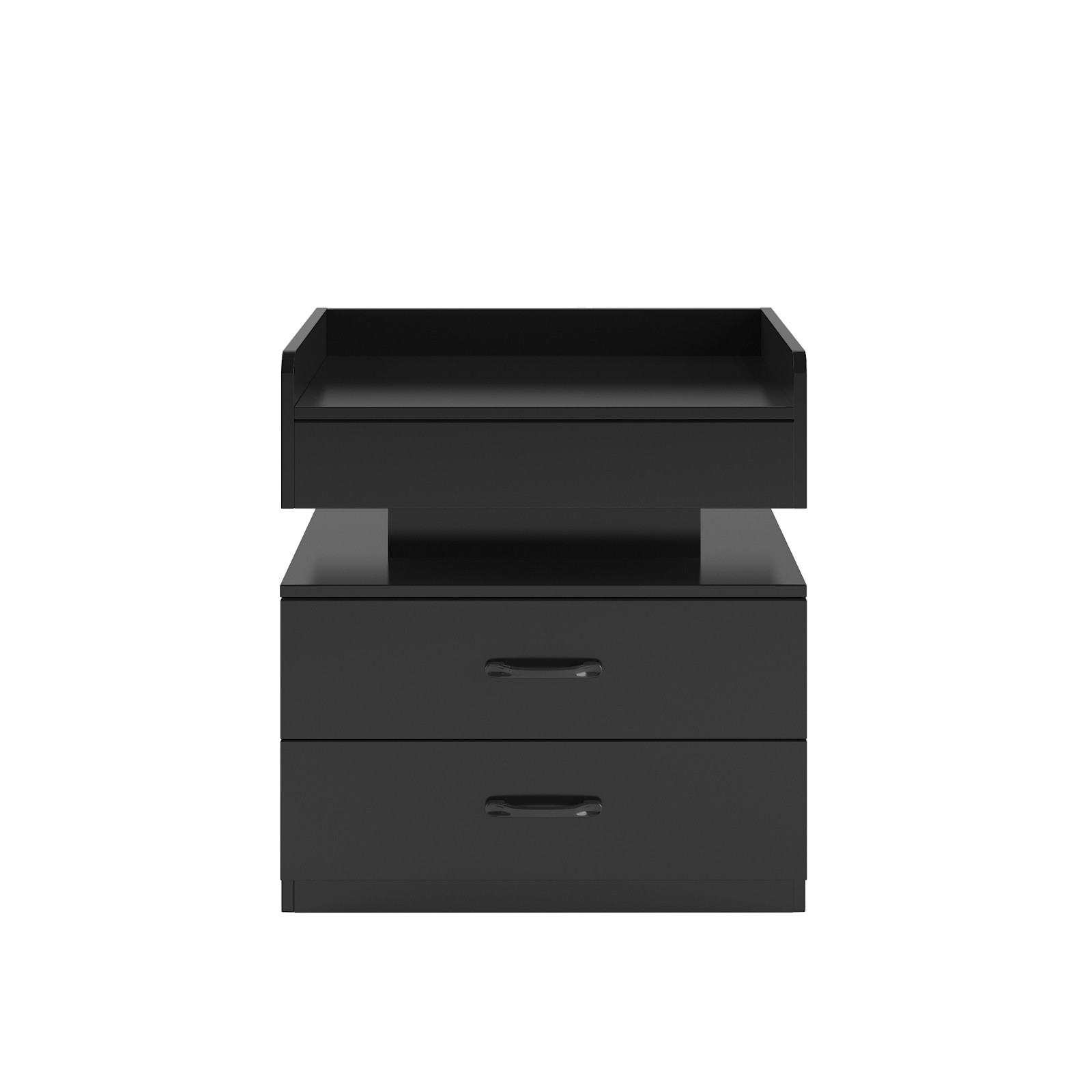 LED Nightstand with Adjustable Strip Light 2 Drawers Storage Bedside Side Table gallery