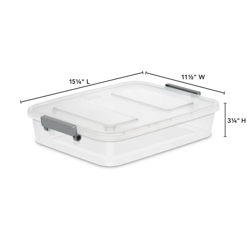 (4 pack) Sterilite Modular Small Storage Bin, 6.2 Quart Latching Clear Plastic S gallery