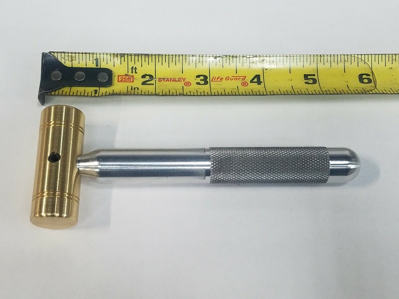 4 OZ. SMALL BRASS HAMMER KNURLED 5/8" ALUMINUM HANDLE * EXCELLENT GRIP USA MADE gallery