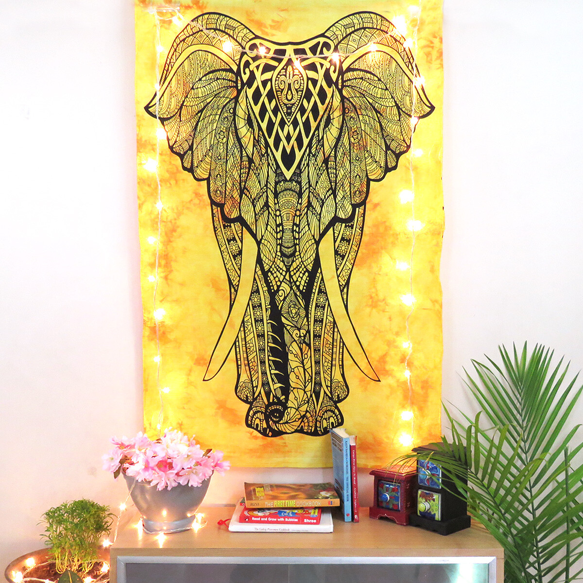 Indian Beautiful Yellow and Black Elephant Hippie Wall Decor Poster Tapestry gallery