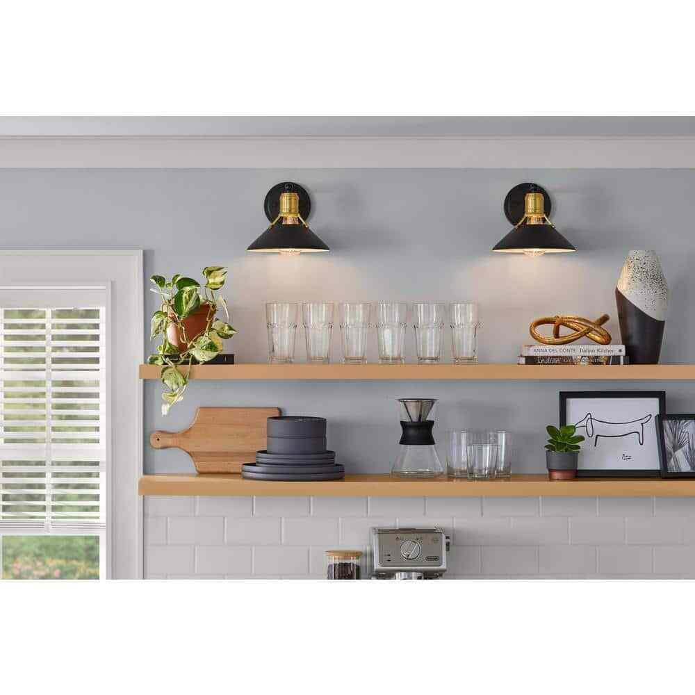 HDC Feldner One Light Wired Sconce Matte Black Finished And Aged Brass Accents gallery
