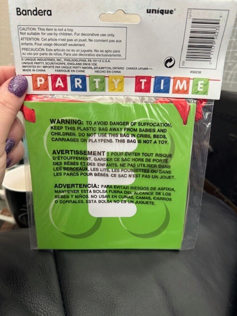 Unique Building Blocks "Party Time" 6ft. Party Banner Decoration Supply New!!! gallery
