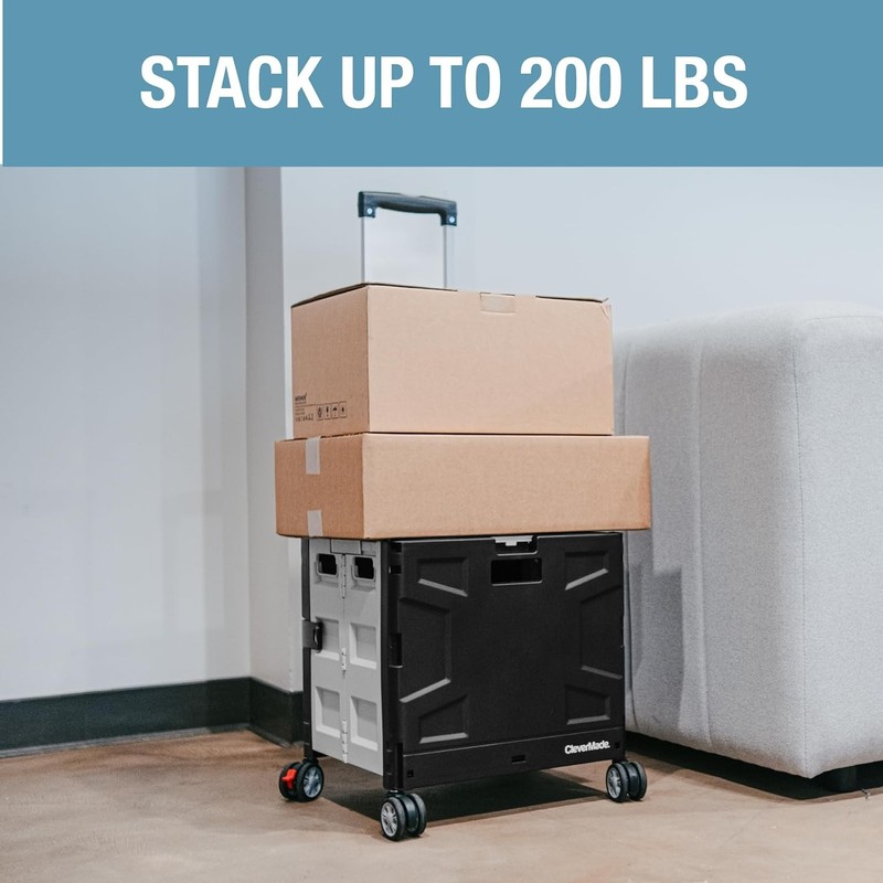 Collapsible Crate on Wheels with Handle (35L, 4-Wheel) – Collapsible Rolling gallery