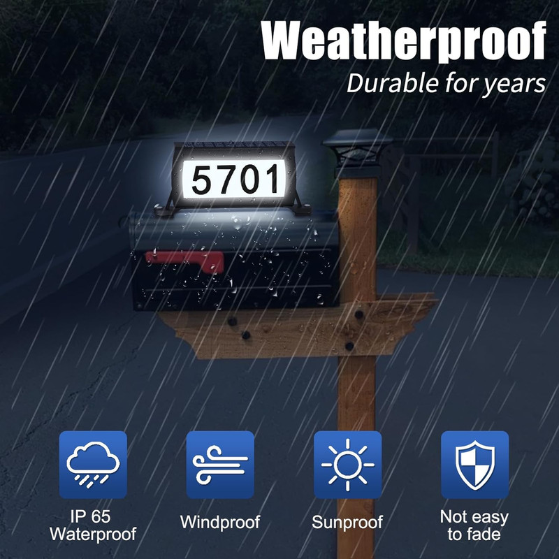 Solar Backlit Address Sign for Mailbox, House Number Plaque Double Side Illumina gallery