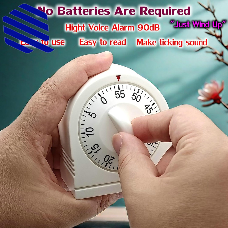 60 Minute Wind up Timer Visual Mechanical Timer with Loud Alarm Manual Countdo gallery