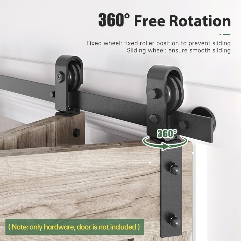 34" Bifold Sliding Barn Door Hardware Track Kit,Side Mounted Black J Shape Ro... gallery