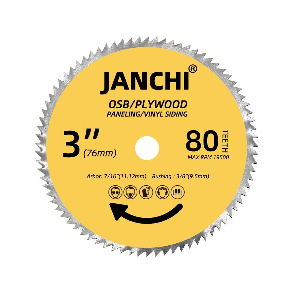 3Pack 3 Inch (76mm) 80T Circular Saw Blade, 7/16 3" 80T, Yellow gallery