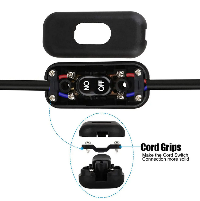 Inline Cord Rocker Switch On/Off Lamp Appliance 6Amp 120-250V 302-2 2pcs - Black gallery
