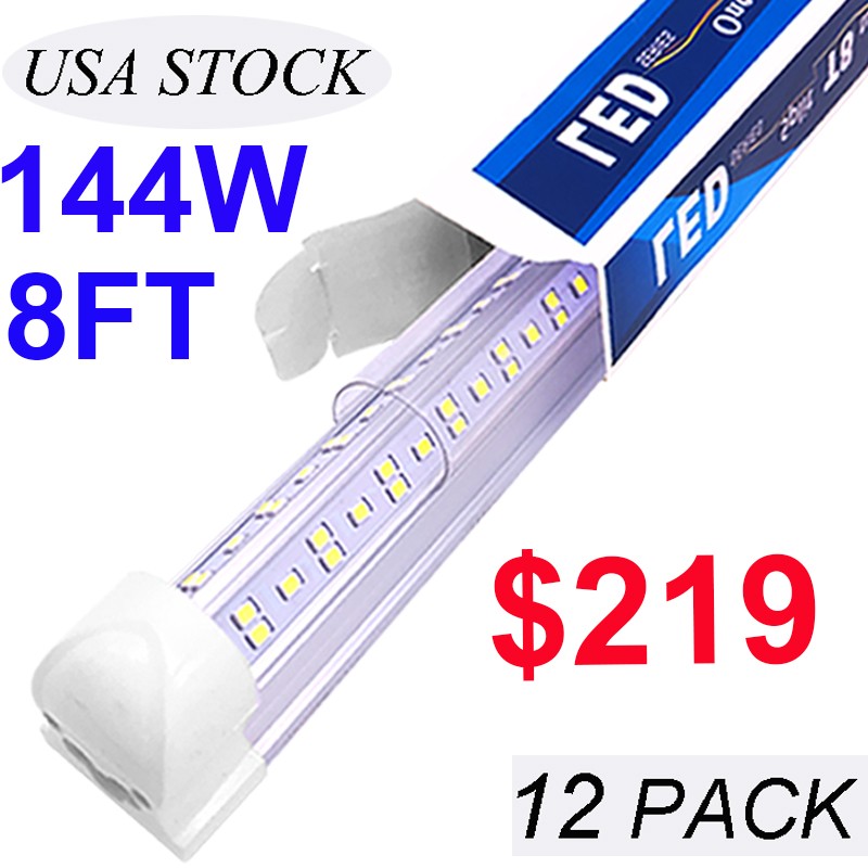 12 Pack 8 Foot Shop Led Light 144W 18000Lm Super Bright Garage Light 8Ft 6500K gallery