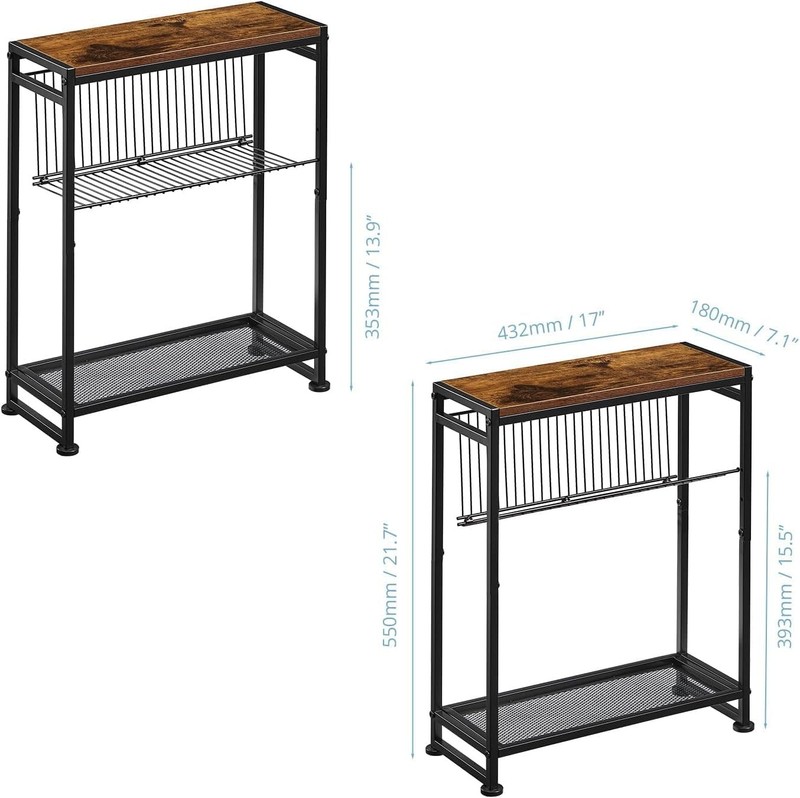 SMALL STORAGE SIDE TABLE Magazine Holder End Table Bedside Nightstand Slim End gallery