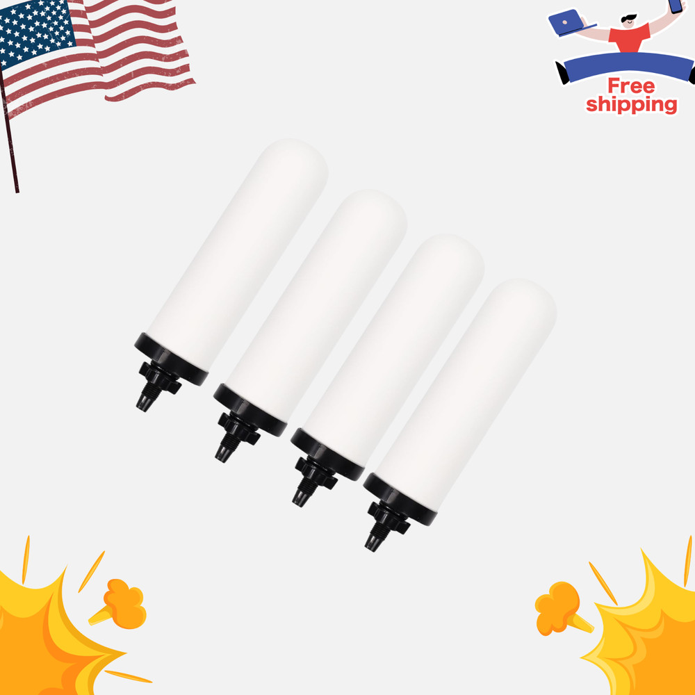 NEW 4 Pack 7" Gravity Water Ceramic Replacement Filter Activated Carbon 7In