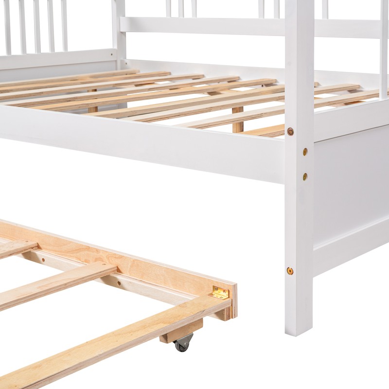Full Size Daybed Bed Sofa with Twin Size Trundle Bed White Bedroom Furniture NEW gallery