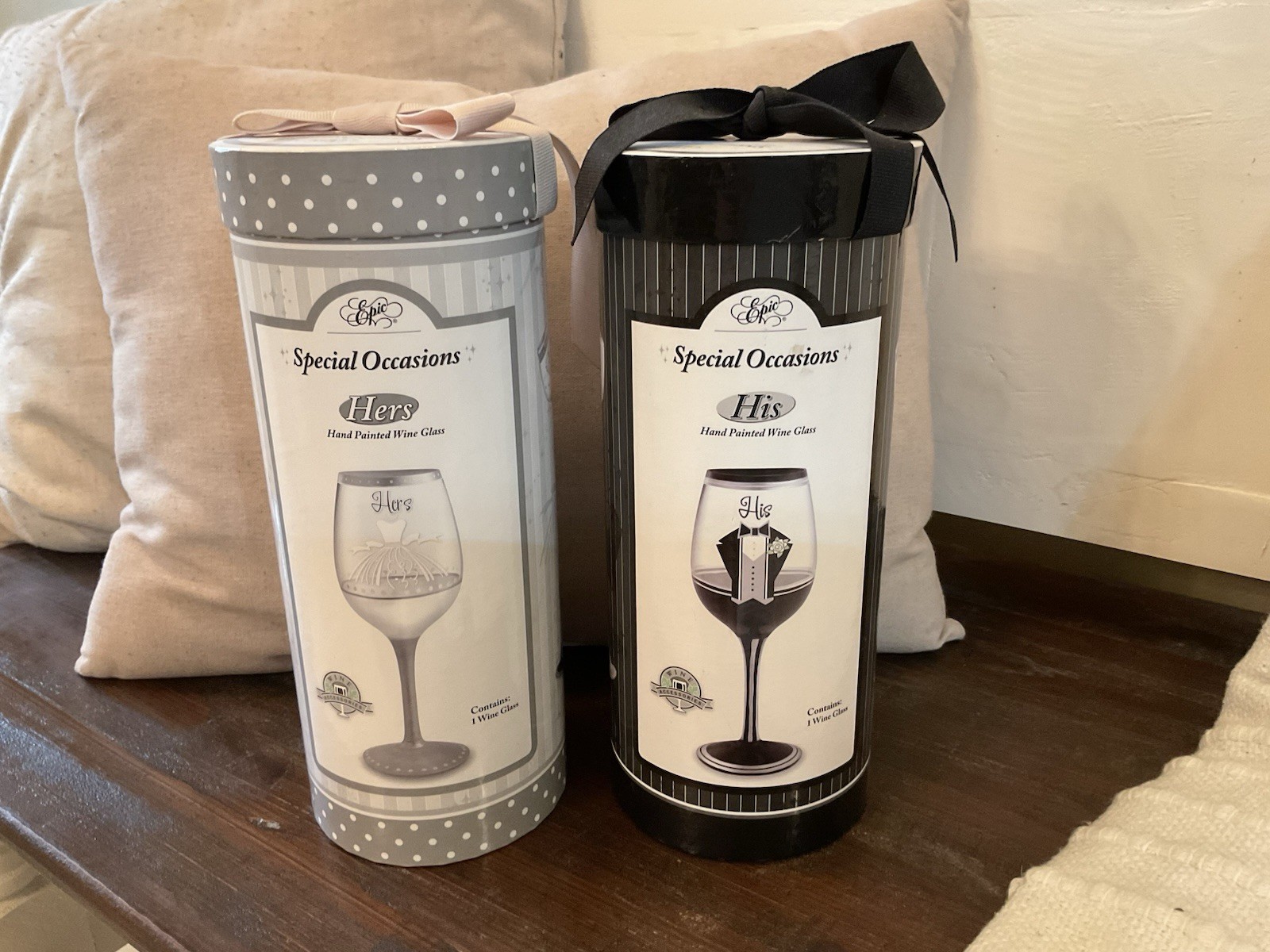 Special occasions Hand Painted Wine Glasses, Set Of 2, Never Used. gallery
