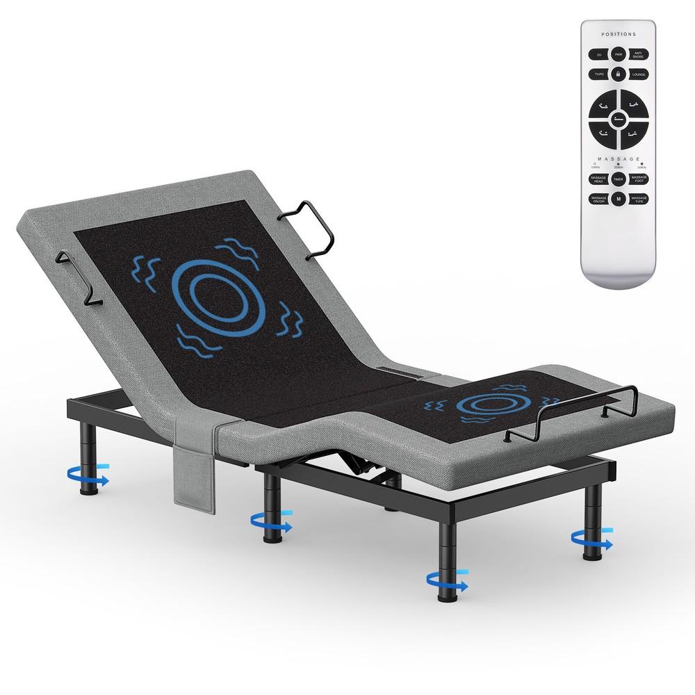 Advanced Adjustable Bed Frame With 4 Massage Metal Base Remote USB Split King