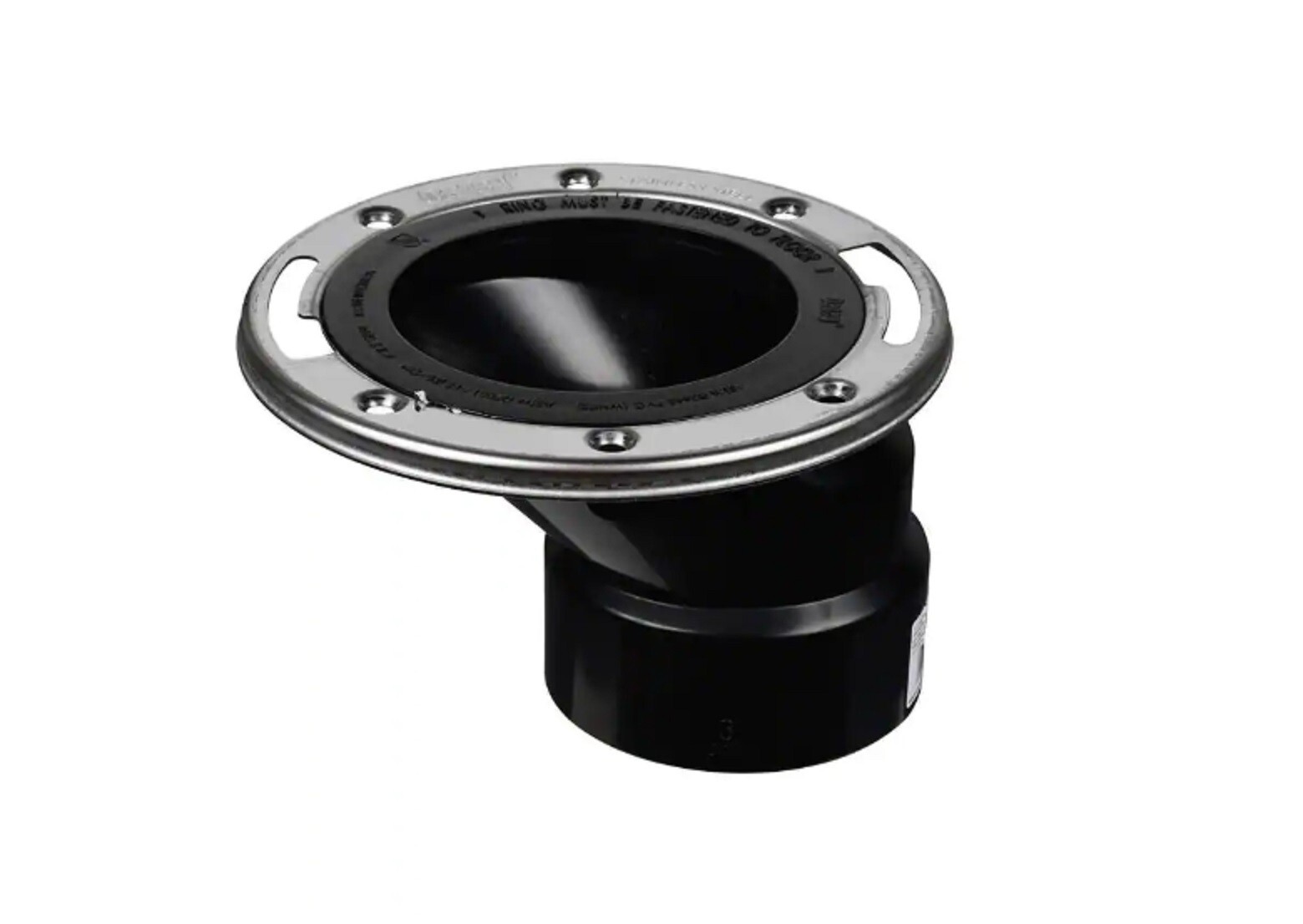OATEY 3 in. ABS Open Offset Plastic Toilet Flange with Stainless Steel Ring gallery