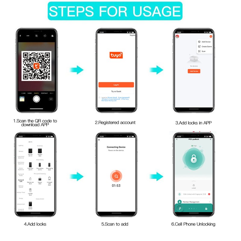 Waterproof Fingerprint Padlock Lock Smart APP Bluetooth Lock Door Keyless gallery
