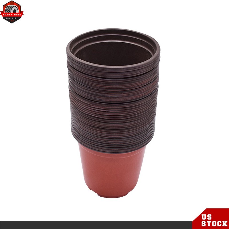 100 Pack High Quality Black Red Stackable Plastic Plant Flower Pot Nursery Pot gallery