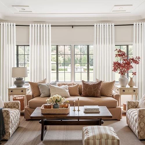 Cream Linen Curtains 108 Inch Length 2 Panels 52"W x 108"L (Pack of 2) Natural gallery