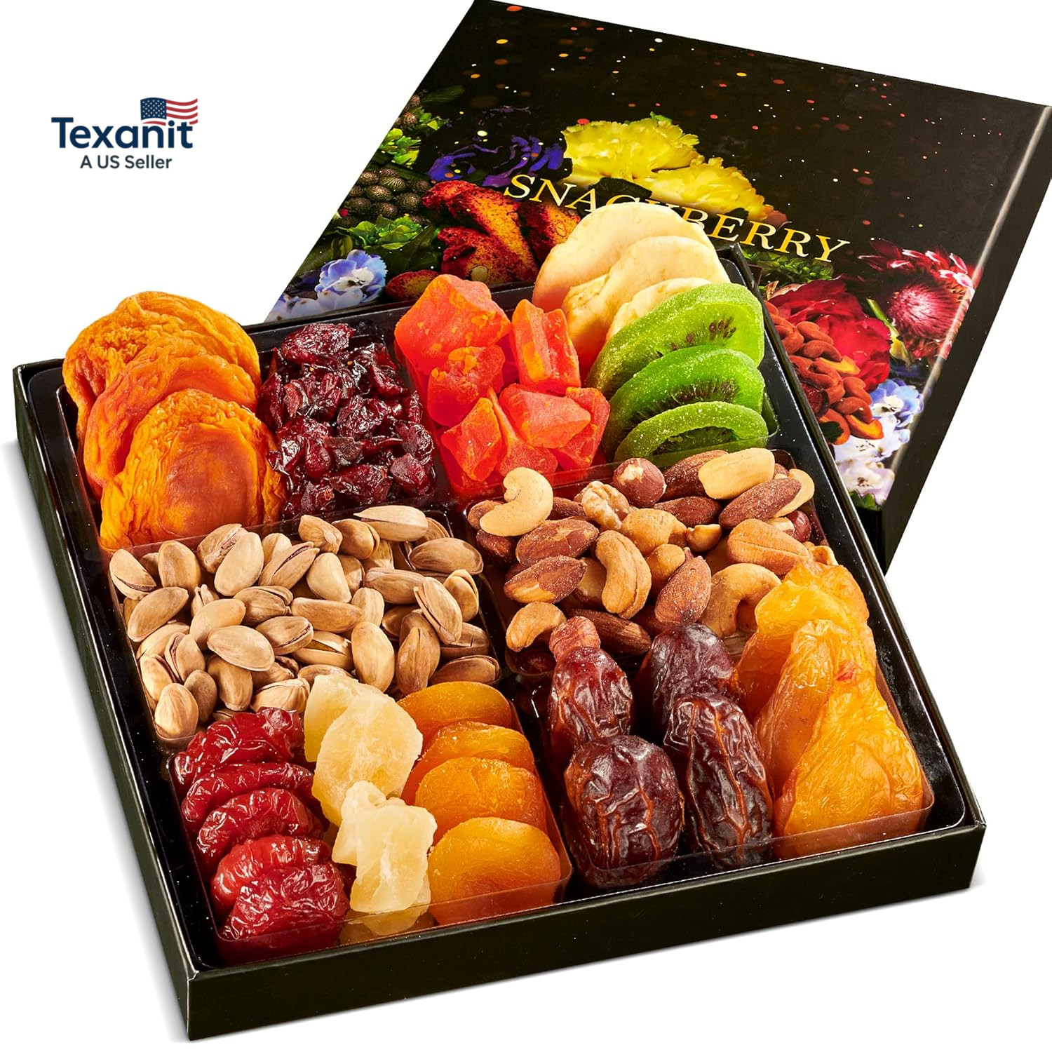 Dried Fruit & Nuts Gift Basket Arrangement Platter, Gourmet Food Snack Box, Gift gallery