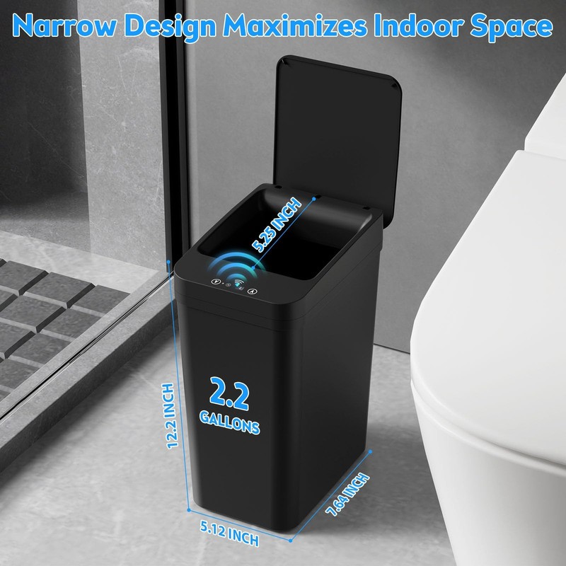 Bathroom Trash Can with Lid, 2 Pack 2.2 Gallon Automatic Touchless Garbage Ca... gallery