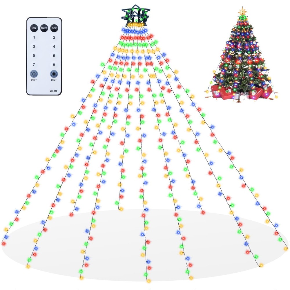 Christmas Tree Lights with Remote 400 LED 10 Lines Christmas Lights for Tree ...
