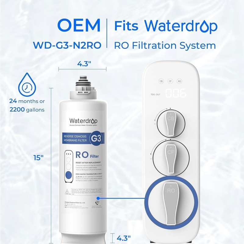 Waterdrop G3 Replacement Filter, Replacement for WD-G3-W 400GPD Reverse Osmosis gallery