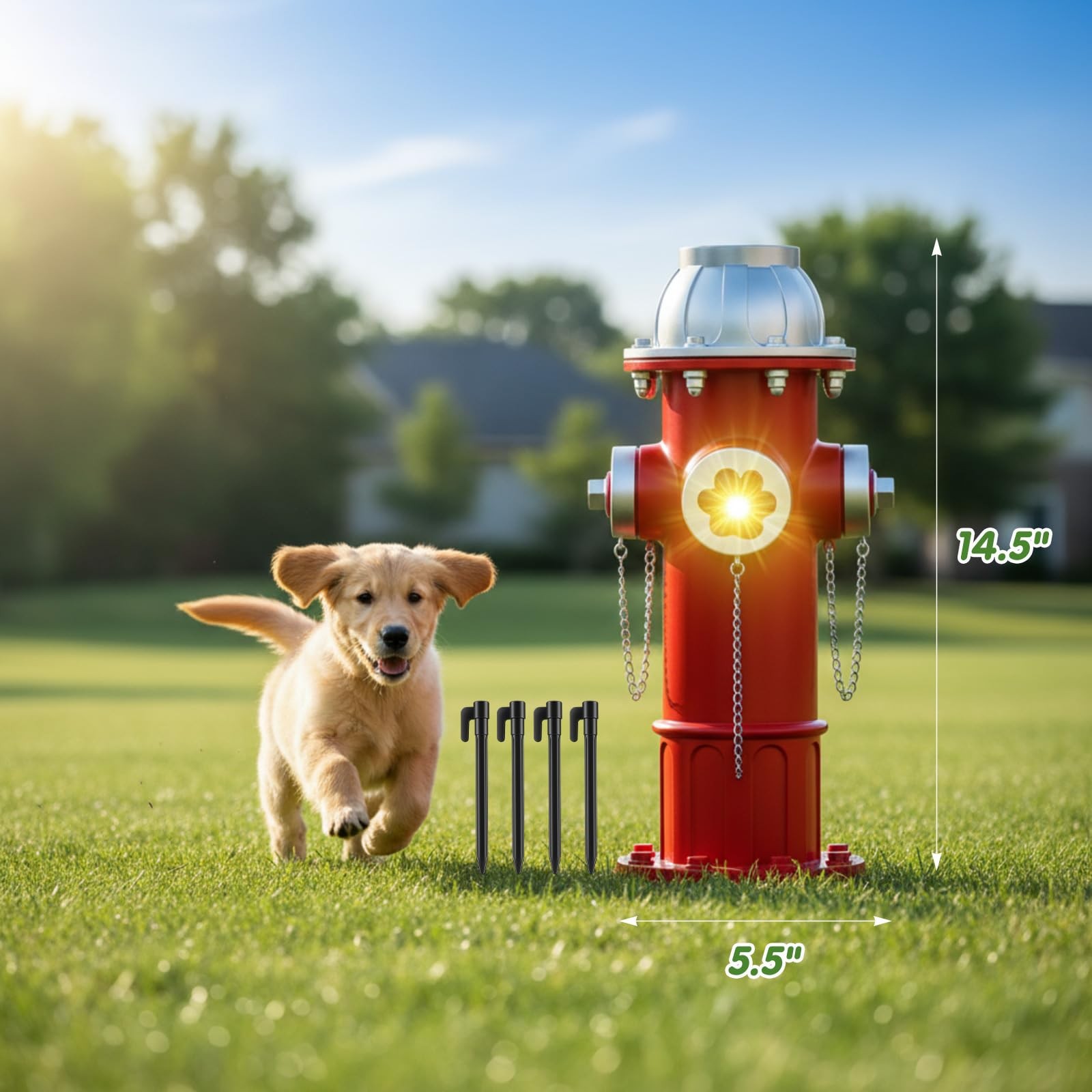 Fake Fire Hydrant for Dogs to Pee On with Lawn Pad, 14.5" Solar Light Dog Fir... gallery