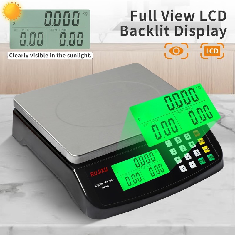 High Capacity Digital Kitchen Scale 30kg/66lb - Backlit LCD for Easy Readability gallery