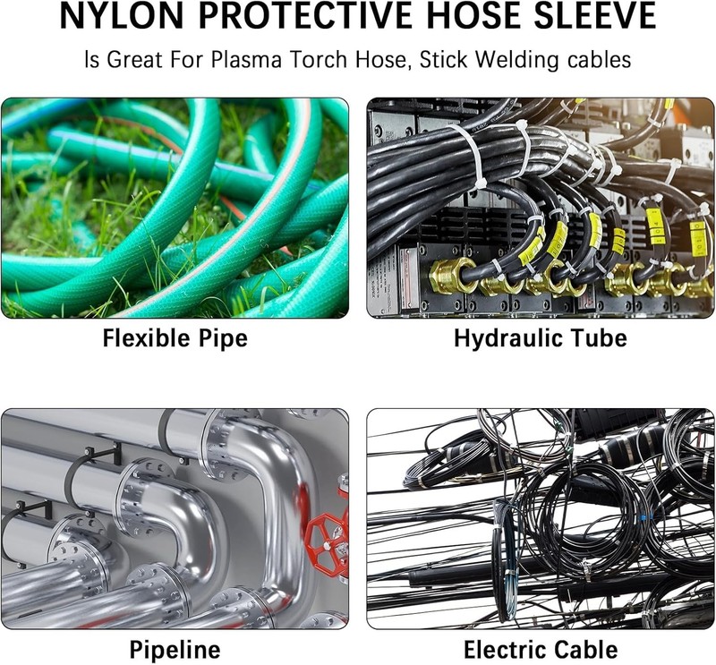 33 FT Nylon Hydraulic Hose Protector Sleeve Black Protective Cover Hose Sheath H gallery