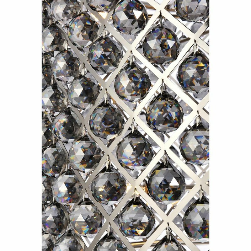Large Chandelier Ceiling Light Fixture Silver Crystal Balls Polished Nickel 35" gallery