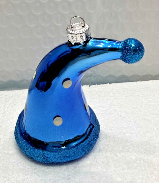 Whimsical Blue Glass hat ornament gallery