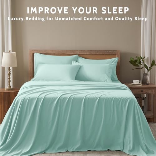 Sheet Set - 6 Piece Sheets Size Bed Set - Breathable & Cooling Queen Spa Blue gallery