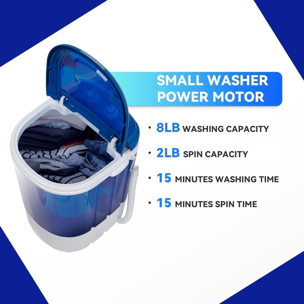 Semi-Automatic Portable Mini Washing Machine with Spin Dryer Compact 8 lbs gallery
