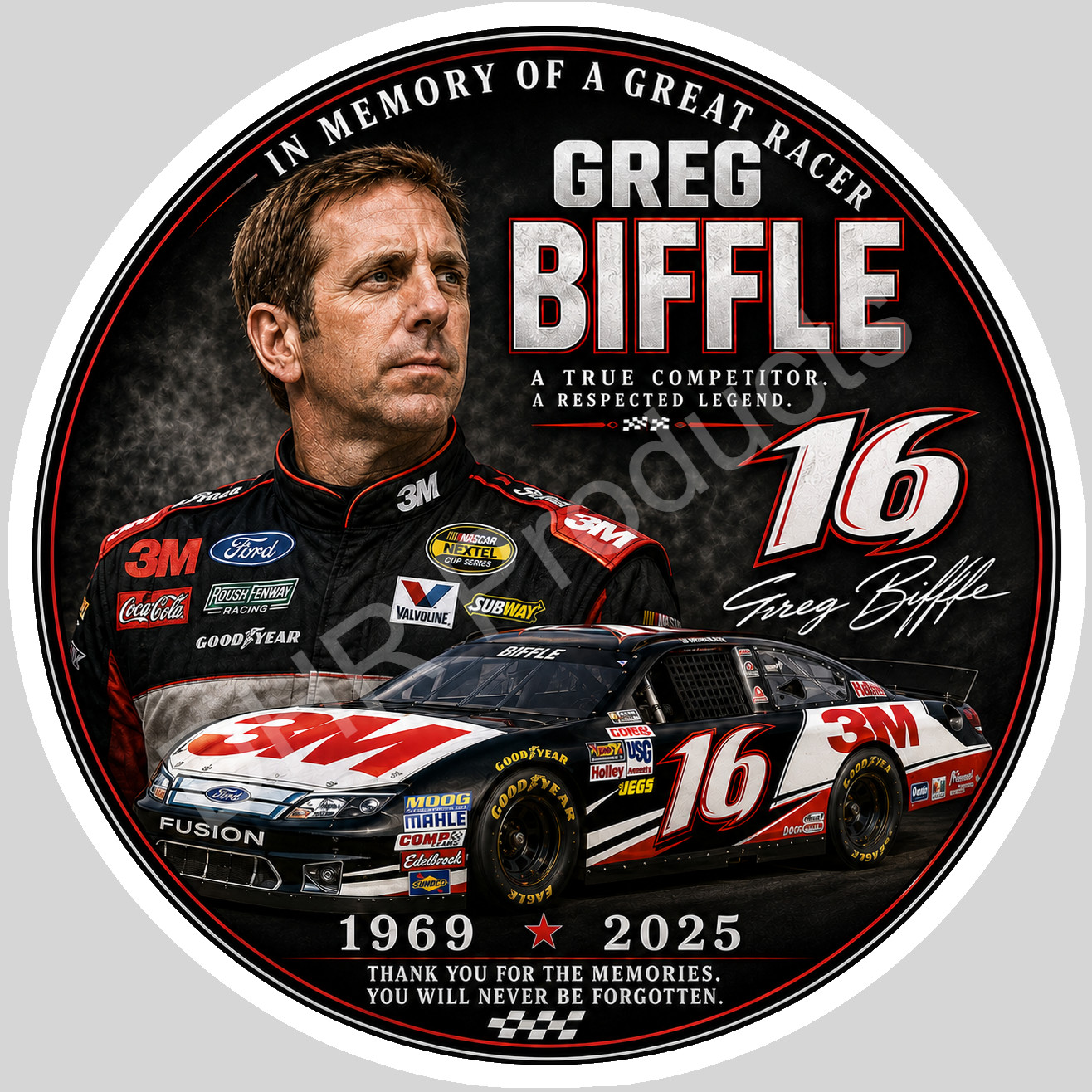 Greg Biffle Number 16 Tribute Commemorative Vinyl Sticker/Decal NASCAR 01 gallery