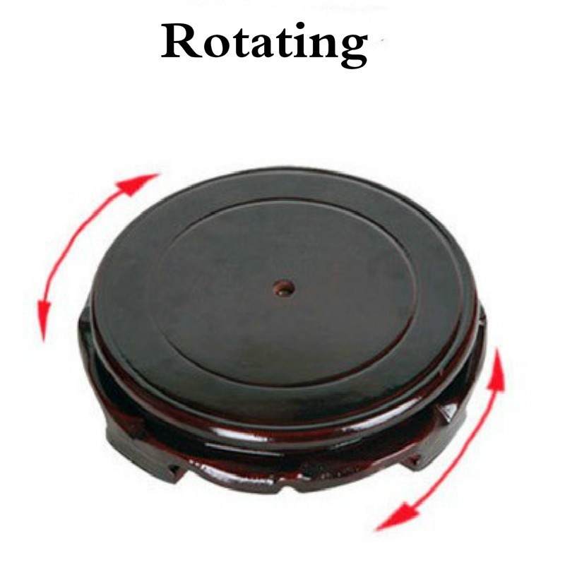Rotate Chinese Wood Display Stand Pedestal Carving Round Base Statue 2-15 gallery
