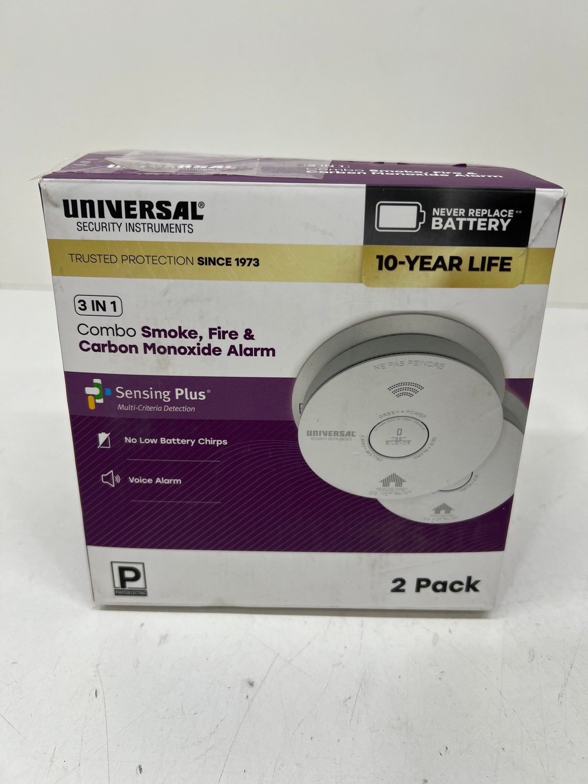 USI 2-Pack 10-Year Battery Comb Smoke+Carbon Monoxide Detector Voice Alarm *READ gallery