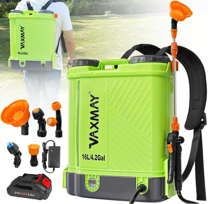 4 Gallon Battery Backpack Sprayer 100 PSI, Telescopic Wand, 5 Nozzles gallery