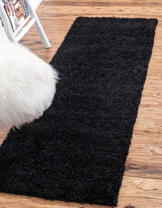 Jet Black 2X6 Rectangular Solid Shag Rug Soft Cozy Indoor Stylish Decor gallery
